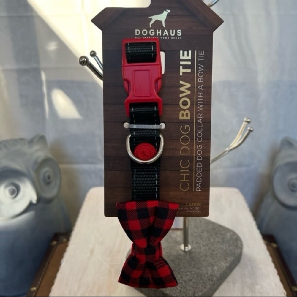 ⚡️Doghaus Checker Dog Collar - Chic Dog Bow Tie - Size: Large (14-20)